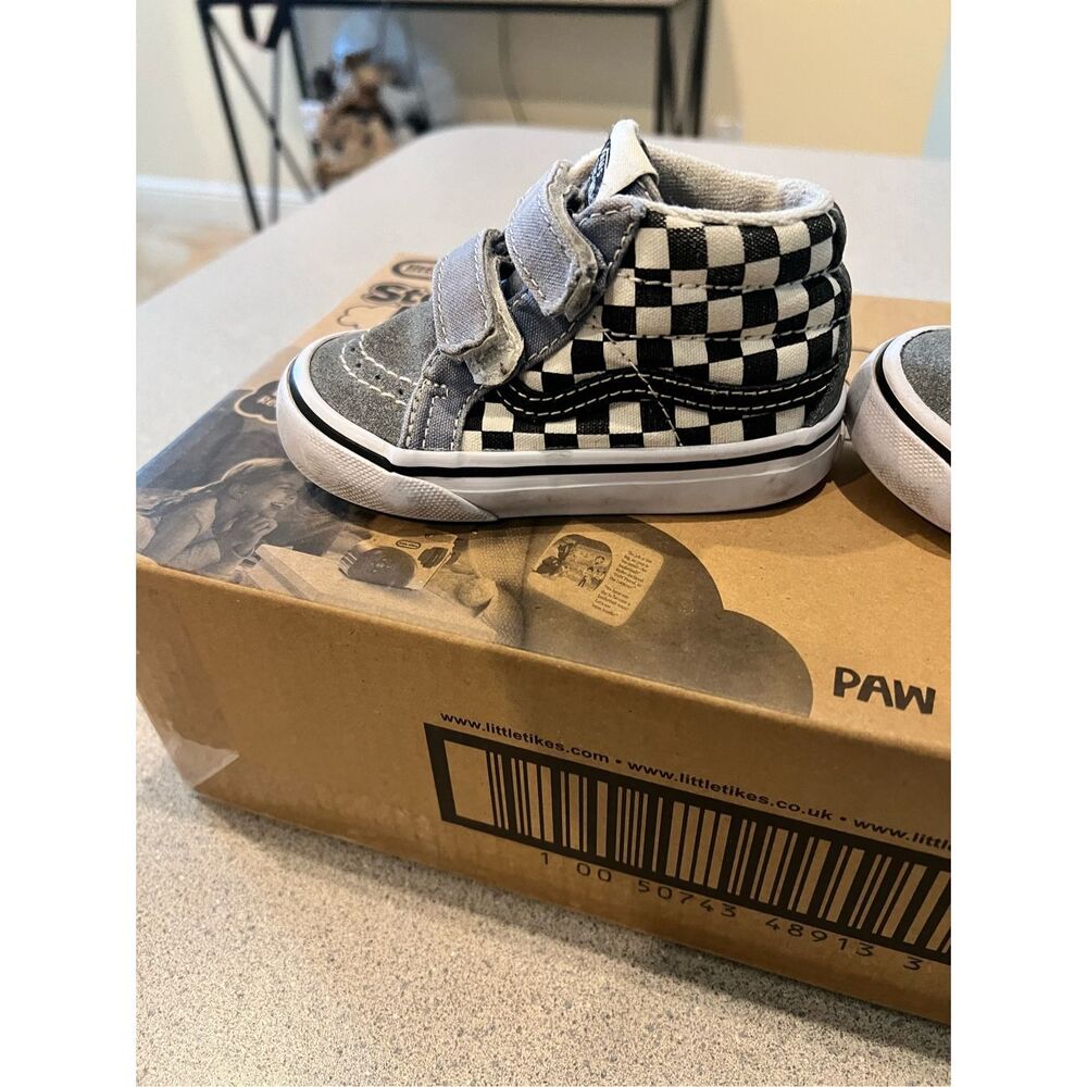 Vans Kids Checkered Black and Gray Sneakers